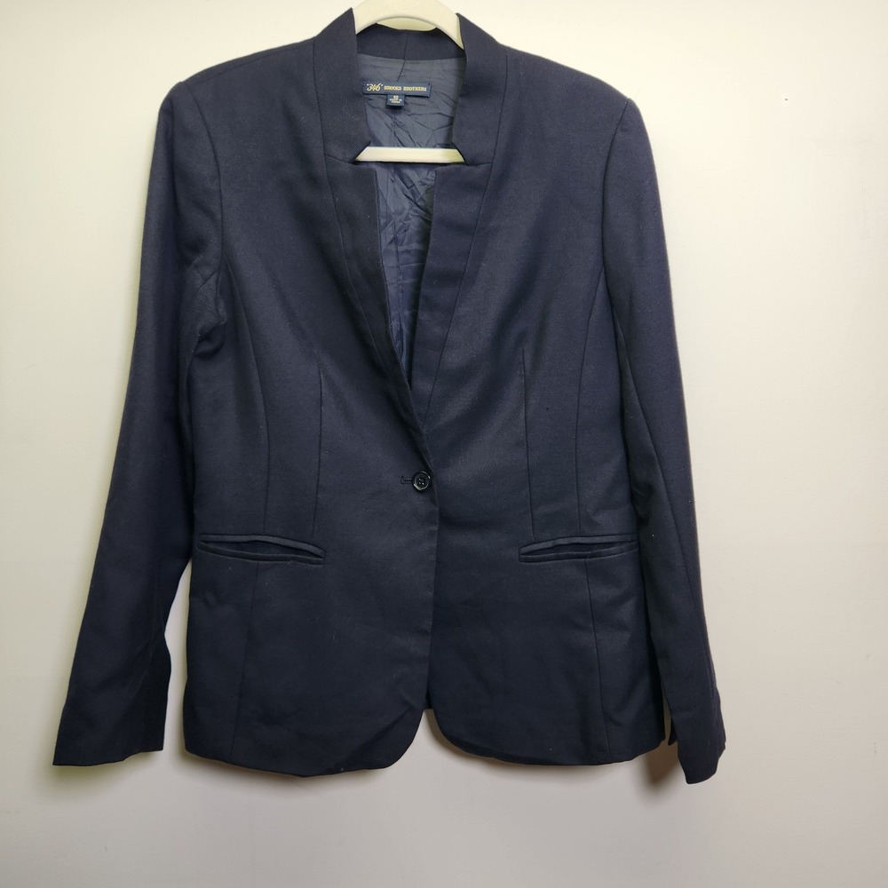 346 Brooks Brothers 100% Wool Navy Blue Blazer Sport Coat Sz 12 Lined